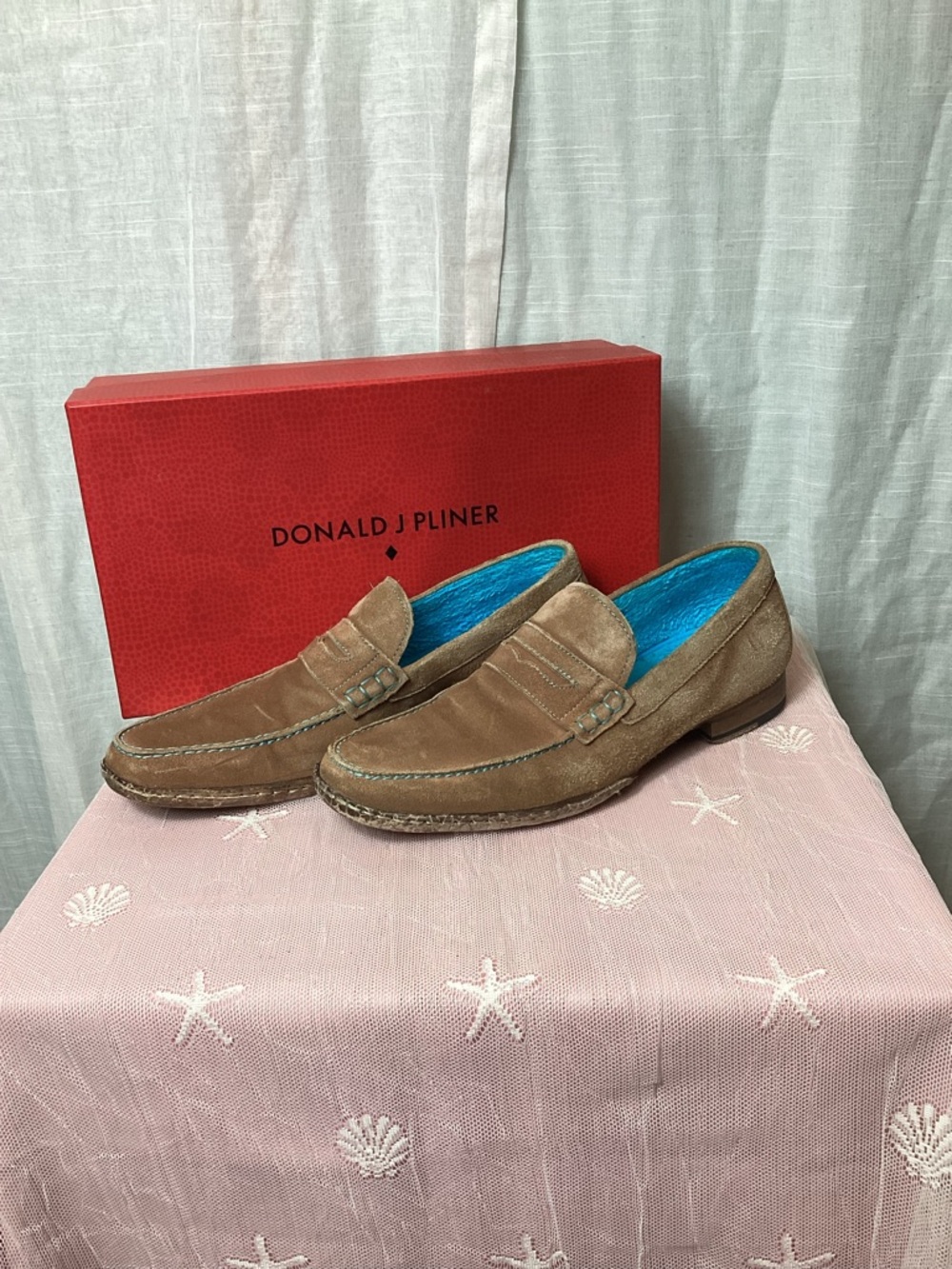 Donald J. Pliner NAIM-WX Brown Waxy Suede Loafers; Size: 15